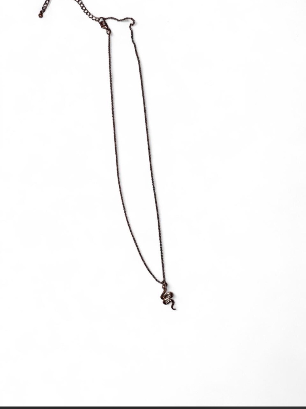 Delicate Snake Pendant Necklace in Antique Bronze